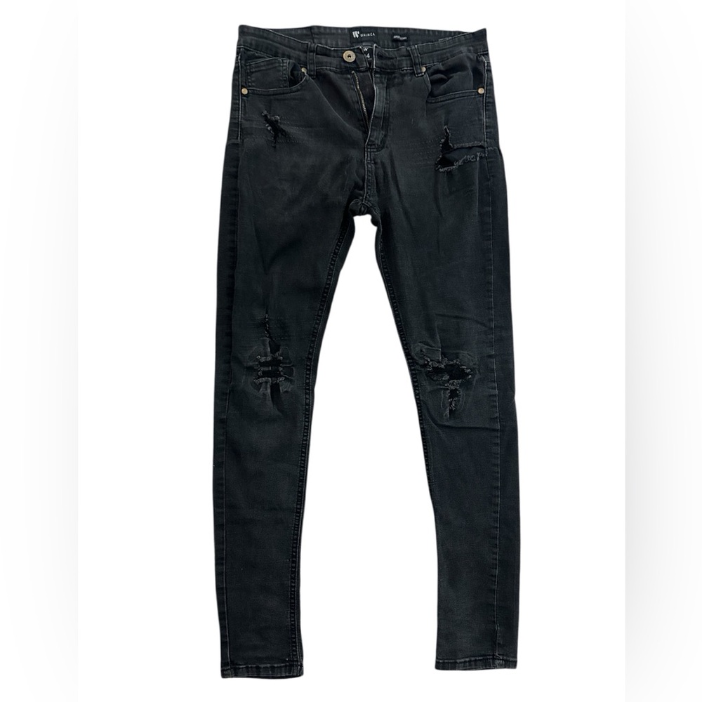 Black Distressed Super Skinny Jeans